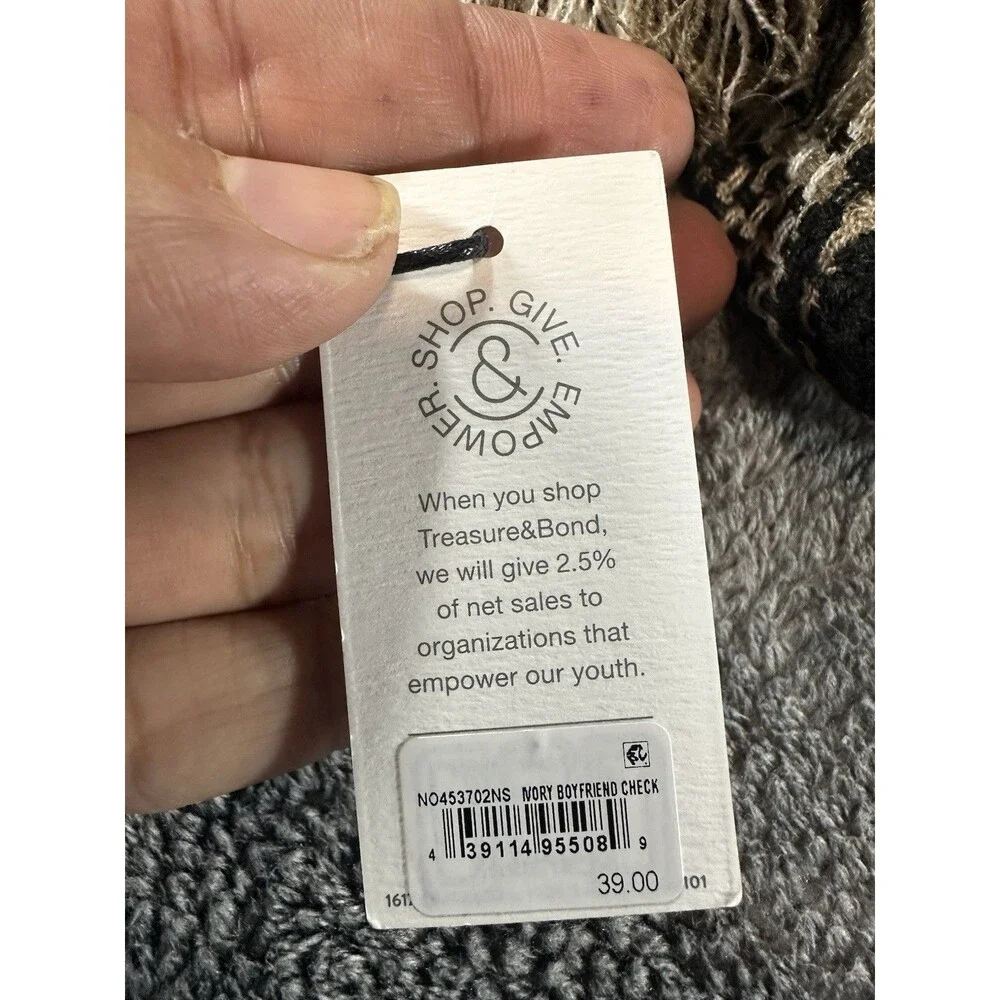 Treasure & Bond Ivory Boyfriend Check Scarf - Oversized Plaid Wrap NWT